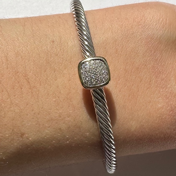 AUTHENTIC DAVID YURMAN Pavé Diamond Square Cable Cuff - Picture 1 of 16